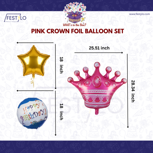 Princess Crown Birthday 5 pcs Foil Balloons