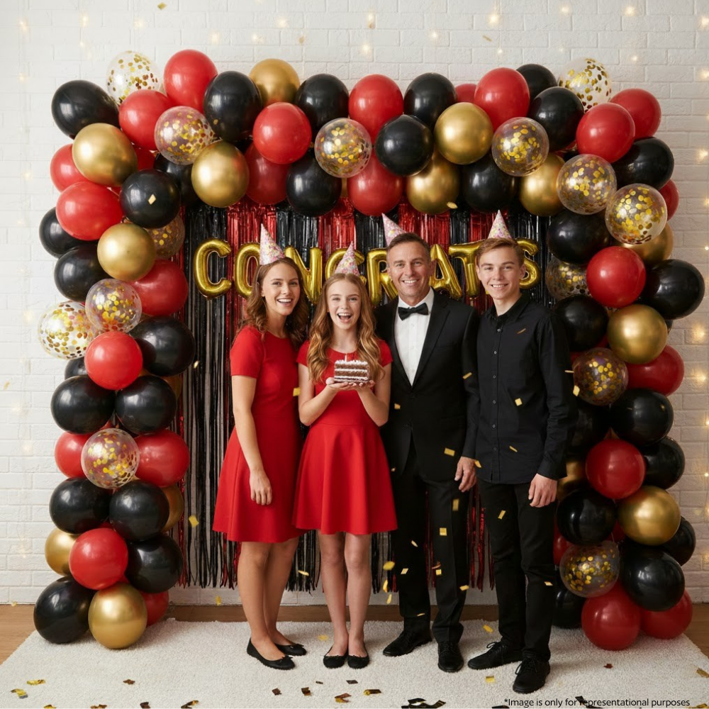 Gold Congrats Foil Balloon Banner (8 pcs)