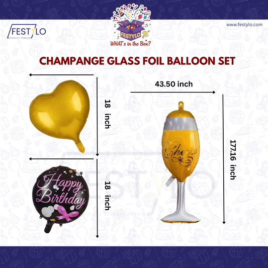 Champagne Theme Birthday 5 PCS Foil Balloons