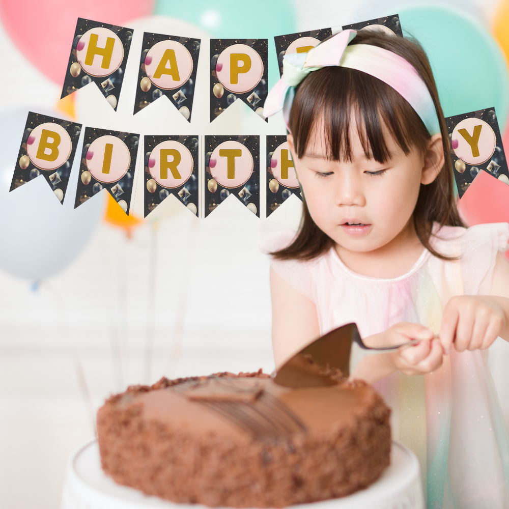 Black Gold Birthday Banner