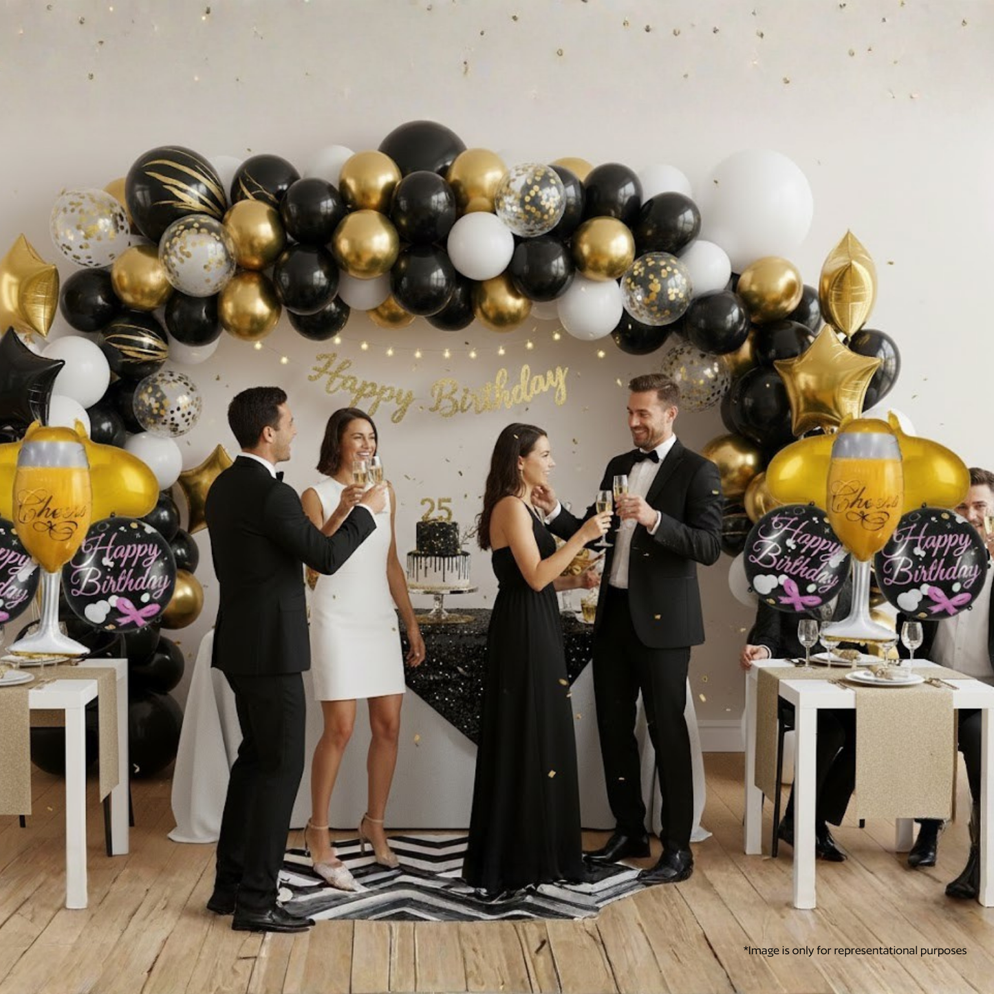 Champagne Theme Birthday 5 PCS Foil Balloons