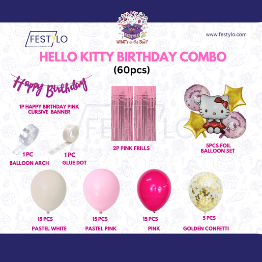 Hello Kitty Birthday Combo (60 pcs) Rose Gold Frills