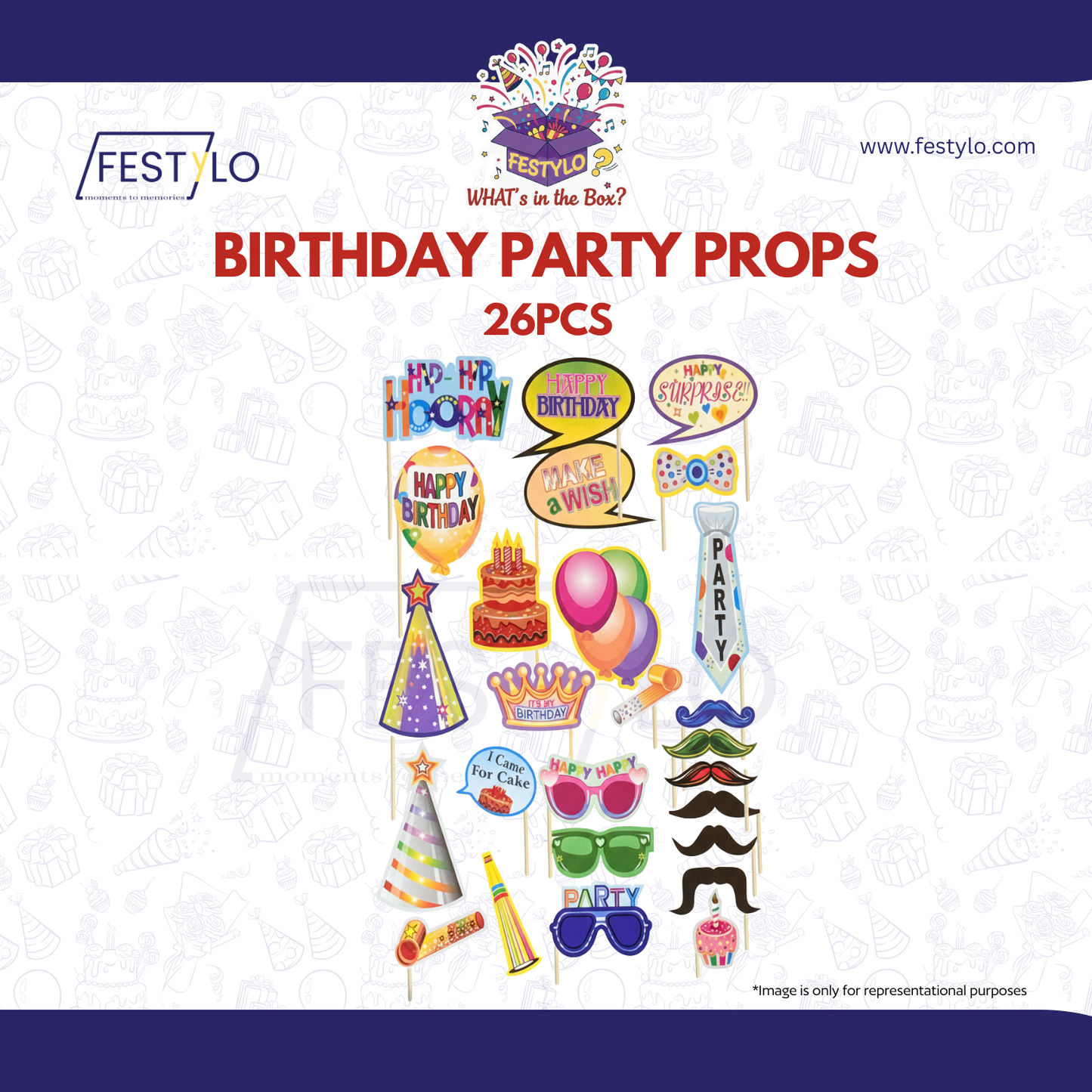 Birthday Party Photo Props Kit ()26 pcs