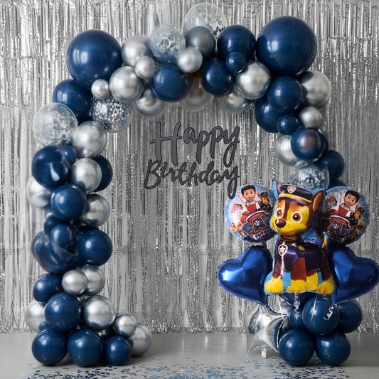 Paw Patrol Blue Silver Birthday Decoration Combo