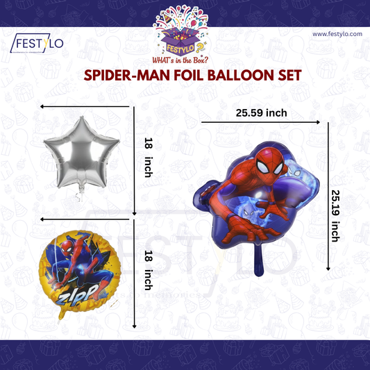 Spider Theme Birthday 5 pcs Foil Balloons