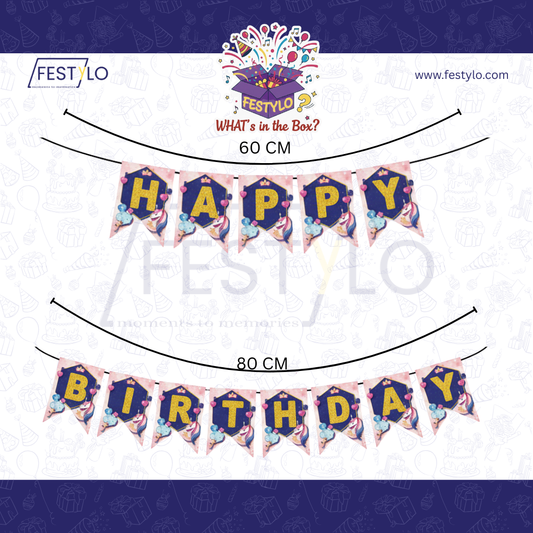 Unicorn Birthday Banner Decoration Set