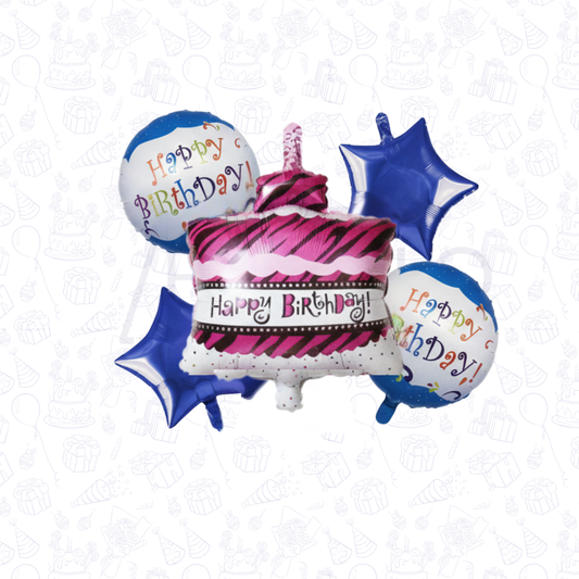 Princess Cake Birthday 5 pcs Foil Balloons