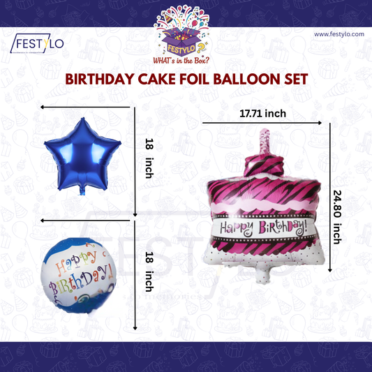 Princess Cake Birthday 5 pcs Foil Balloons