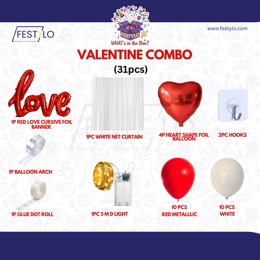 Anniversary & Valentine Room Decor Lighted Combo (31 pcs)