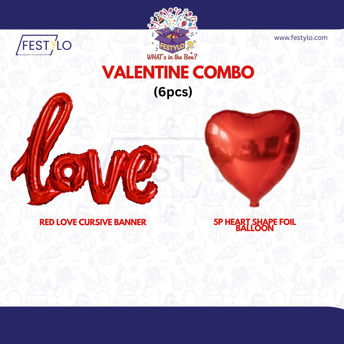 Love Foil Anniversary & Valentine Decor Set (6 pcs)