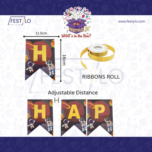 Space Theme Happy Birthday Banner