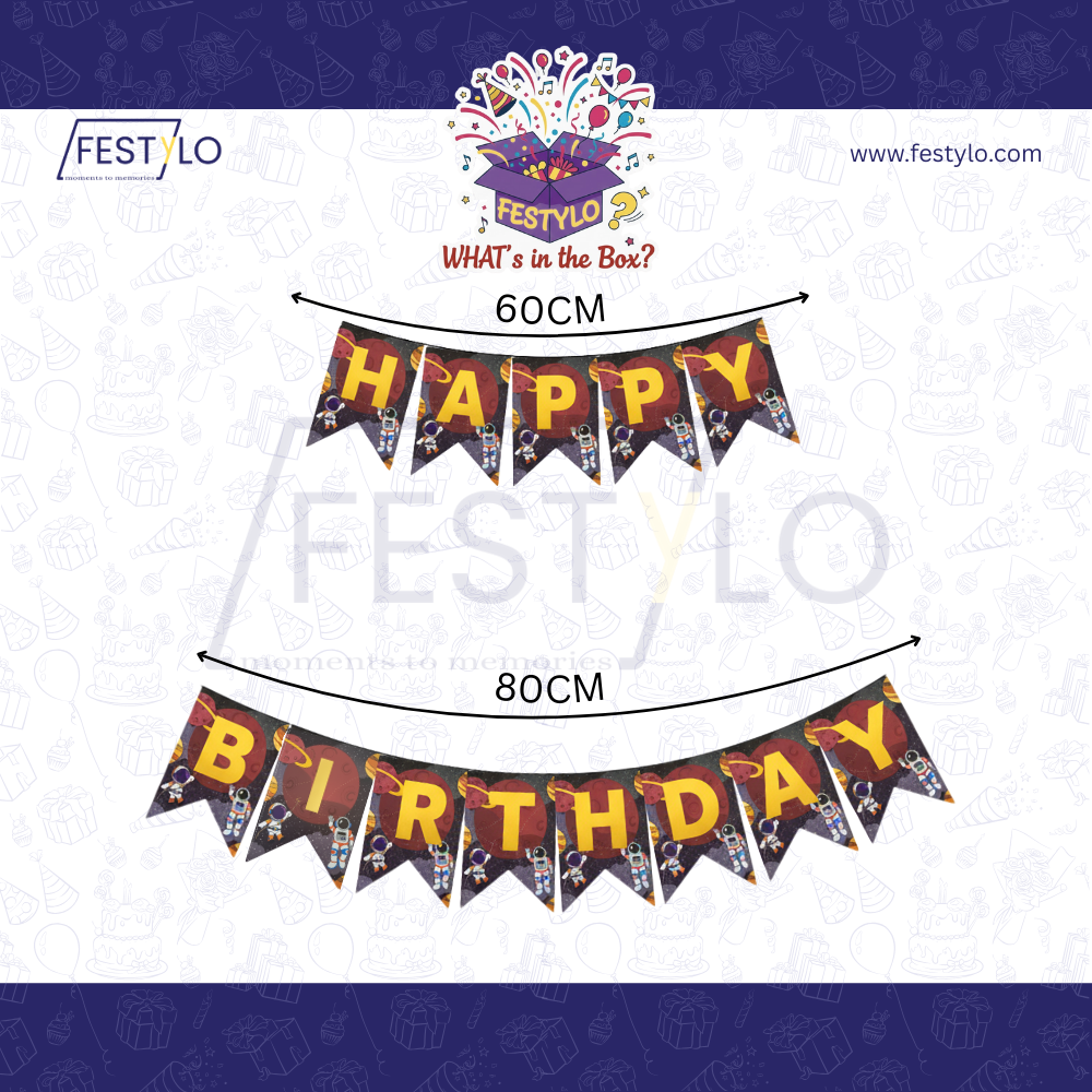 Space Theme Happy Birthday Banner