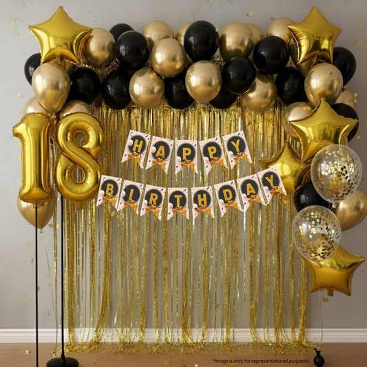 18th Birthday Golden Party Decoration (33 pcs)
