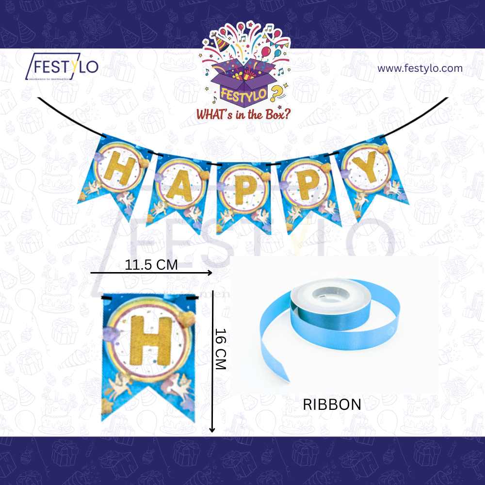 Blue Happy Birthday Banner Set