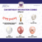 Car Birthday Decoration Combo – 29 Pcs | Rose Gold & White