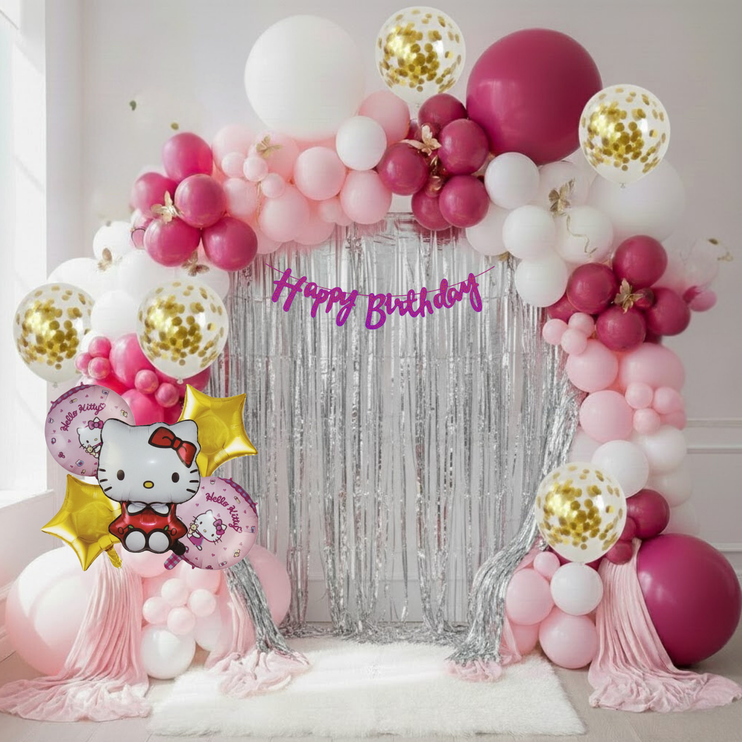 Hello Kitty Birthday Combo (60 pcs)  Silver Frills