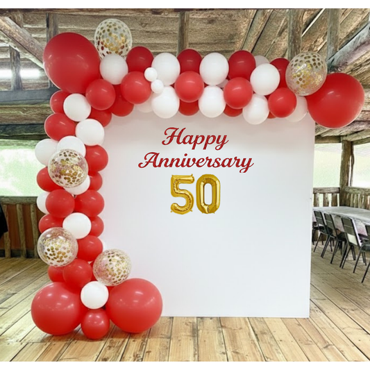 50th Anniversary Combo Decoration Kit (50 Pcs) – Red, White & Gold Theme