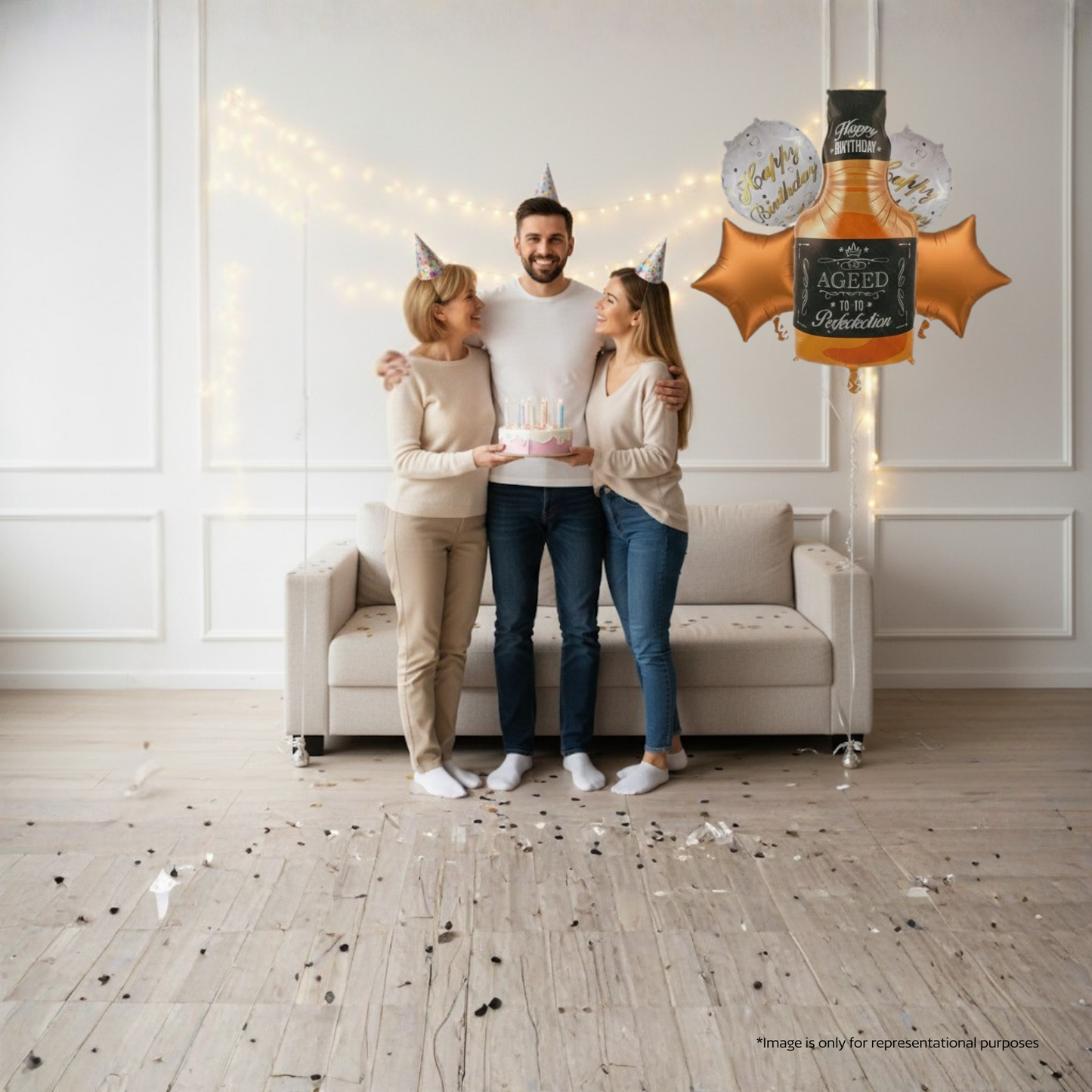 Aged Perfection Whiskey Birthday Foil Balloon Set 5 pcs