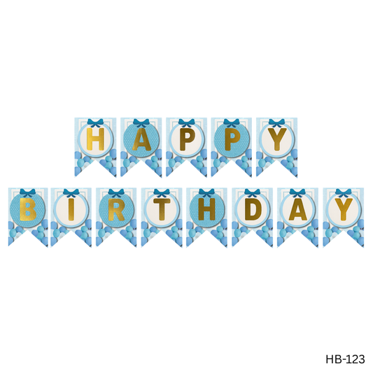 Blue Balloon Happy Birthday Banner