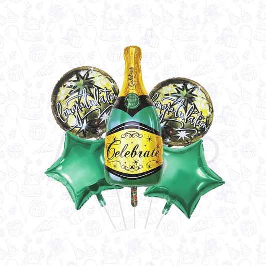 Champagne Congratulations Celebration 5 pcs Foil Balloons