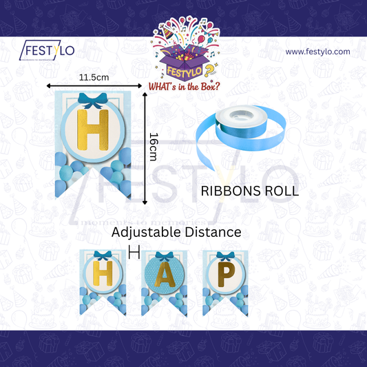 Blue Balloon Happy Birthday Banner