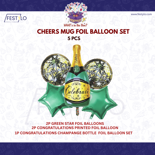 Champagne Congratulations Celebration 5 pcs Foil Balloons
