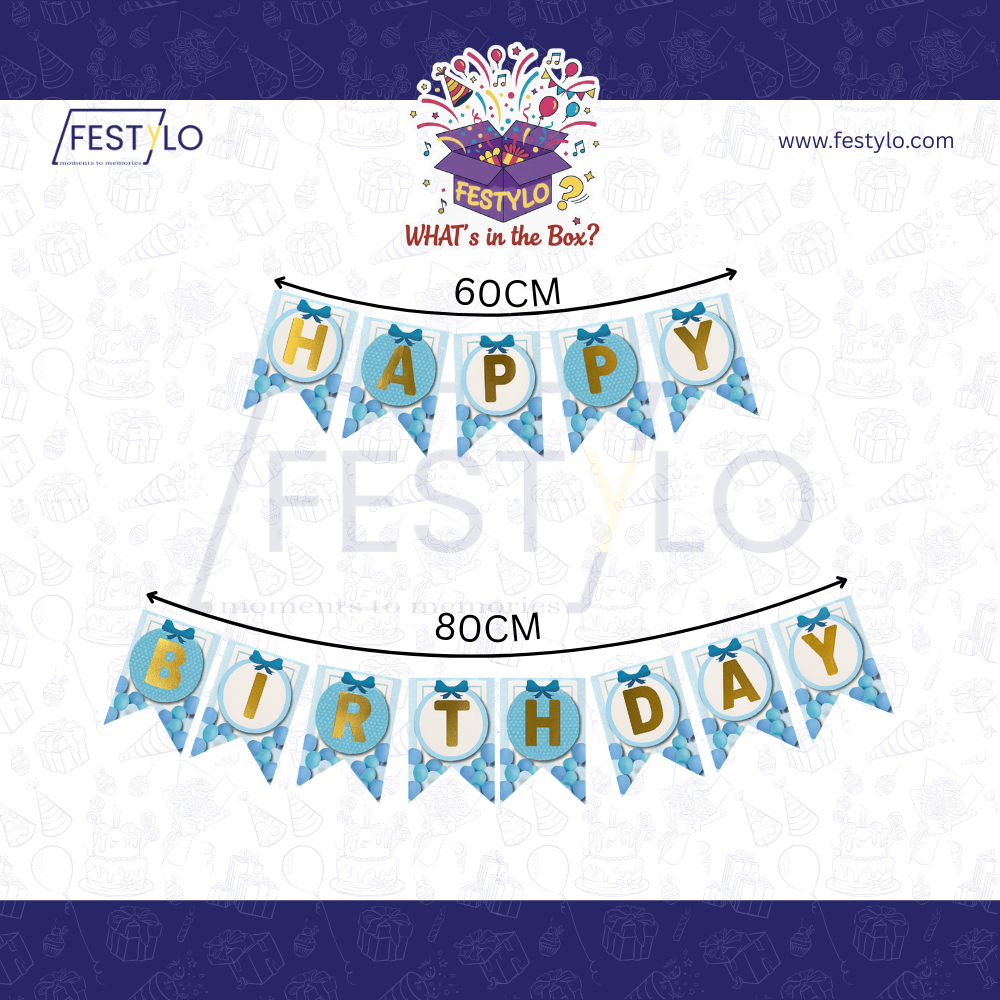 Blue Balloon Happy Birthday Banner