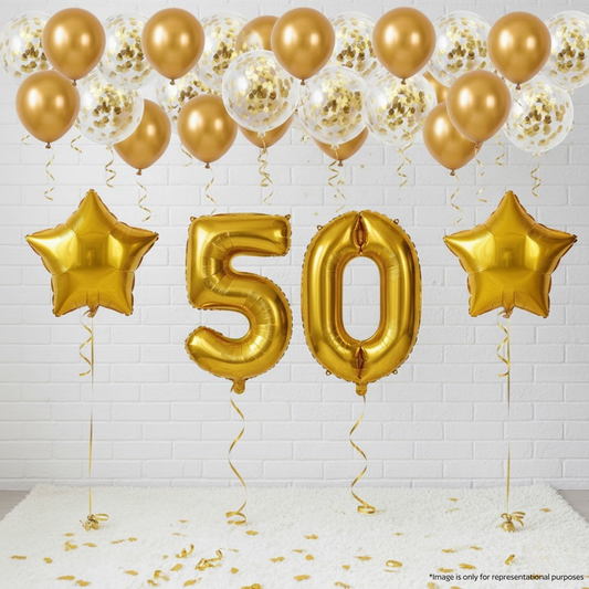 Golden 50th Birthday Decoration Set (16 pcs)