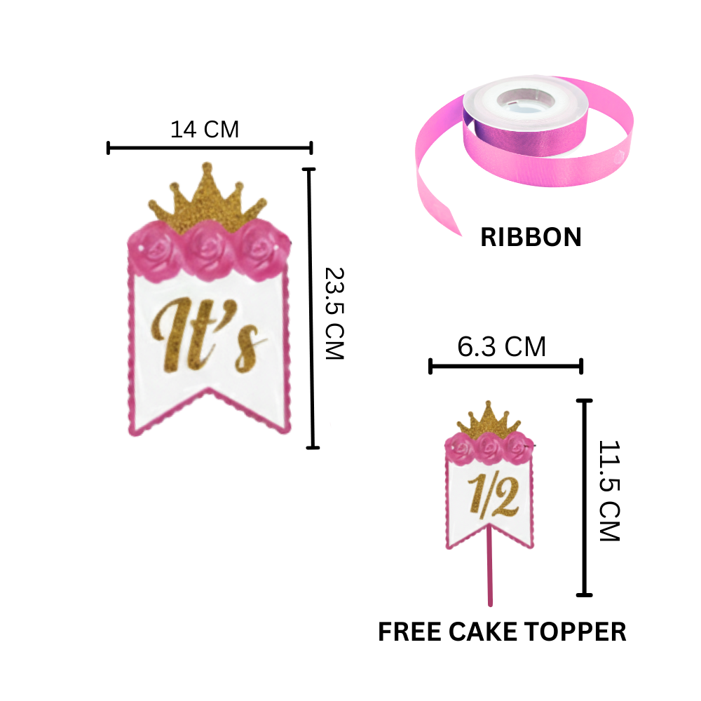 Half Birthday Princess Banner Set