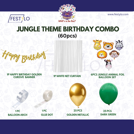 Jungle Theme Birthday Combo (60 Pcs)