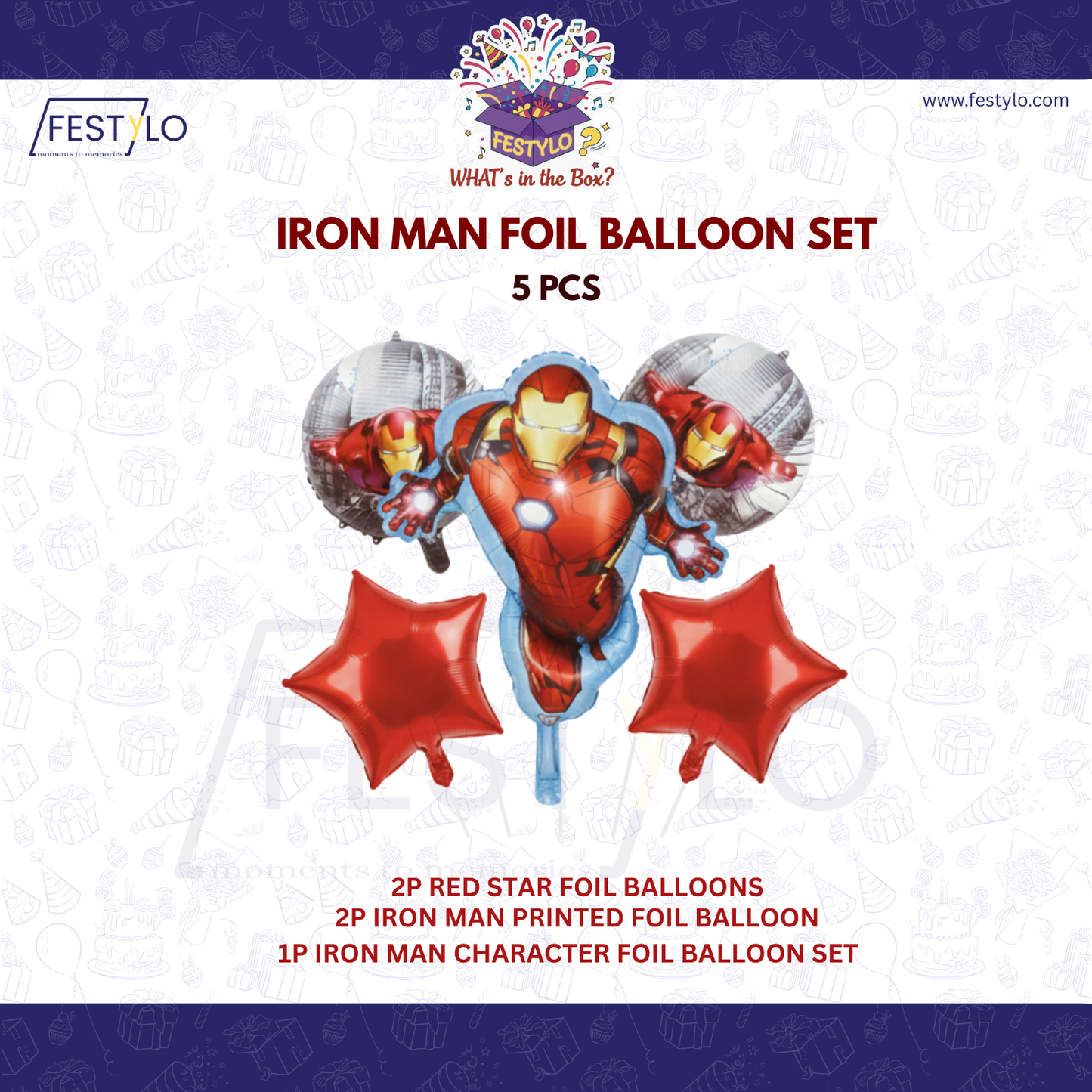 Iron Man Superhero 5 pcs Foil Balloons