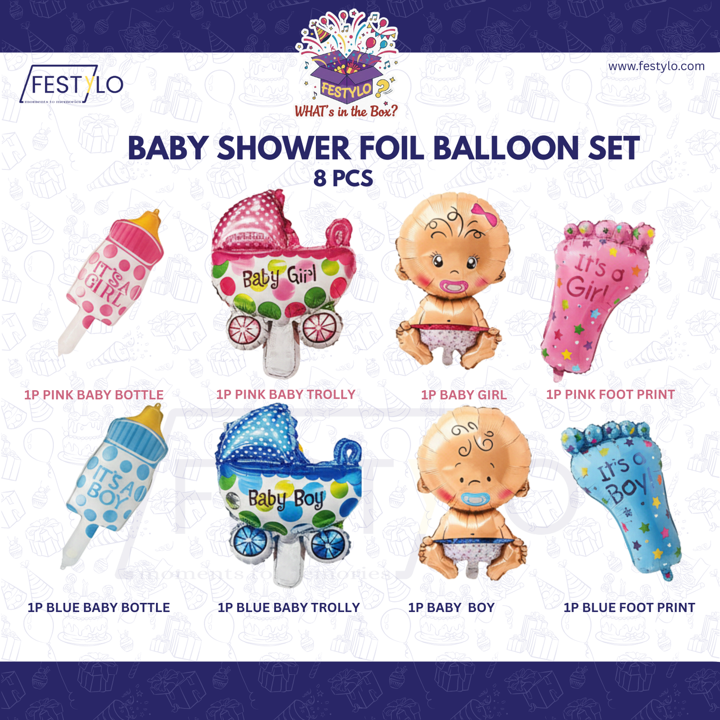 Baby Shower Foil Balloon Set (8 pcs)
