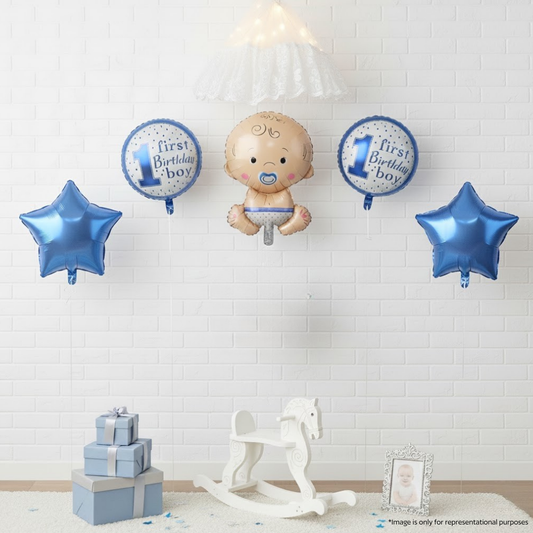 Baby Boy First Birthday 5 pcs Foil Balloons