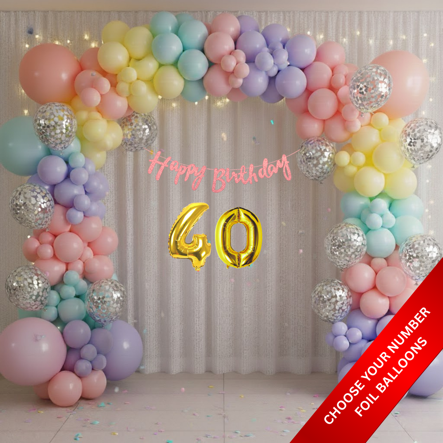 Pastel Theme Birthday Combo Kit with Rose-Gold banner