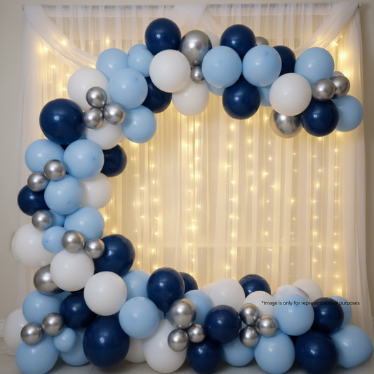 Blue Silver Birthday Balloon Combo (85 pcs)