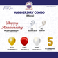 5th Anniversary Decoration Combo Kit (64 Pcs) – Red, White & Gold Balloon Decoration Set