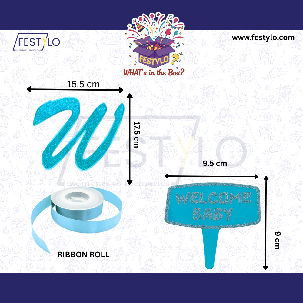 Welcome Baby Blue Decoration Set