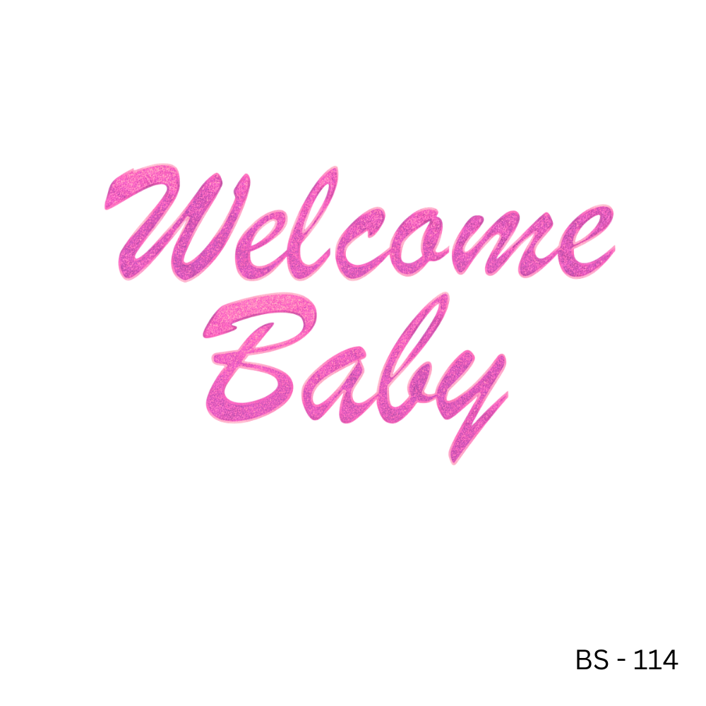 Welcome Baby Pink Glitter Cursive Decoration Banner