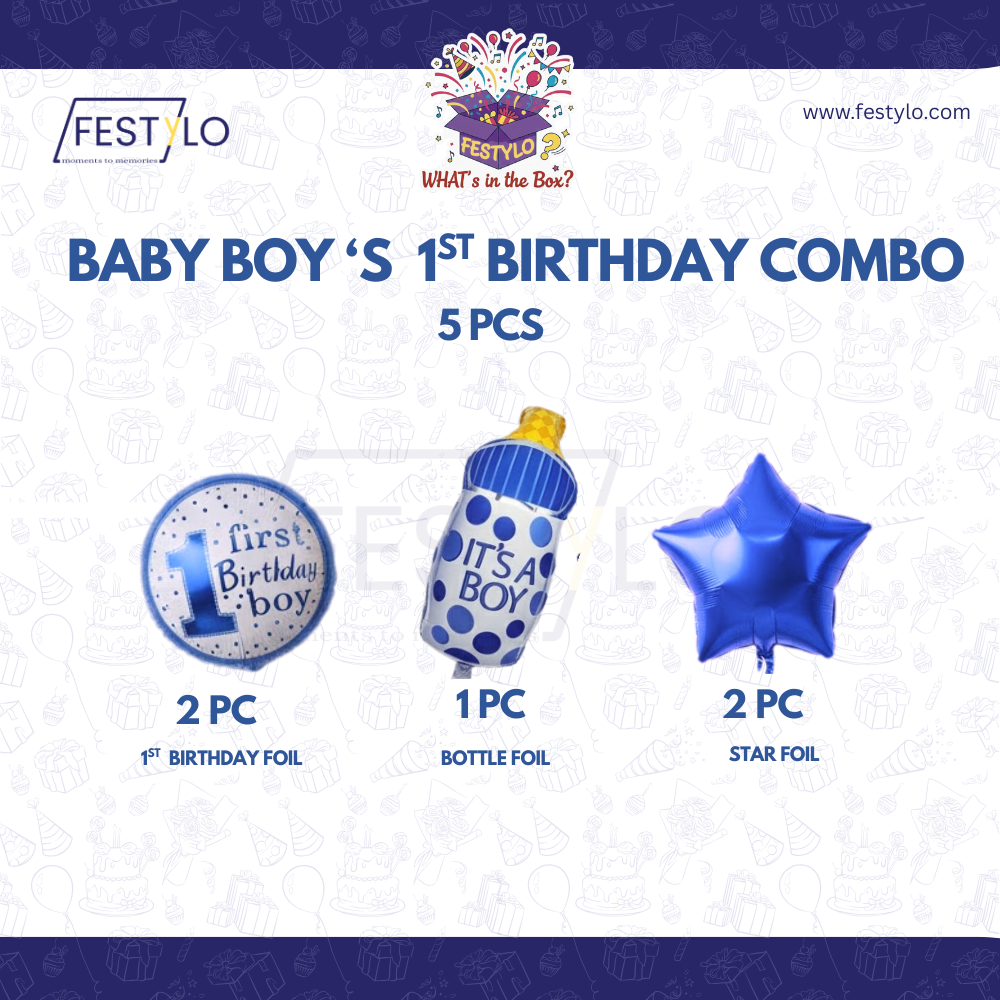 Baby Boy Birthday 5pcs Foil Balloons