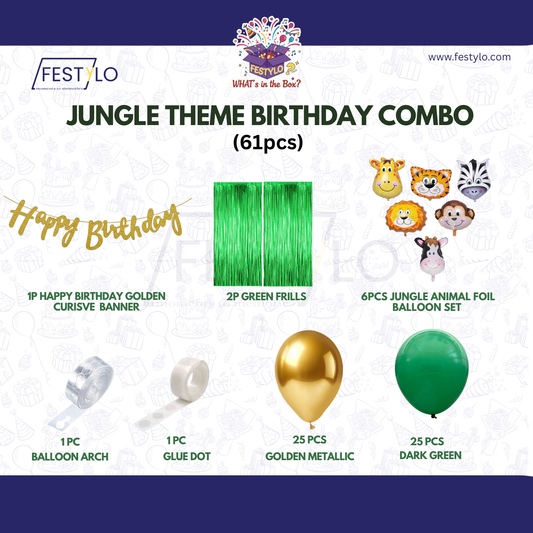 Jungle Theme Birthday Combo (61 Pcs)