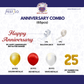 25th Anniversary Decoration Combo Kit (65 Pcs) – Red, White & Gold Balloon Decoration Set