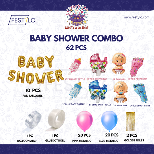 Baby Shower Balloon Decor Combo (62 pcs)