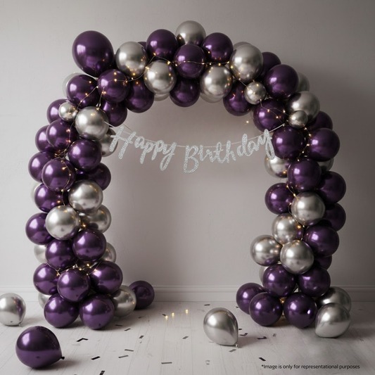 Purple Silver Birthday Decor Kit (44 pcs)