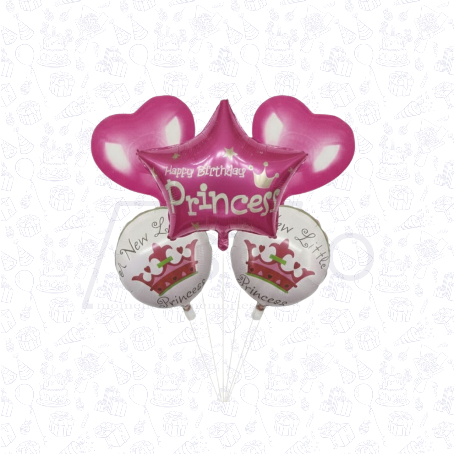 Princess Star Birthday 5 pcs Foil Balloons