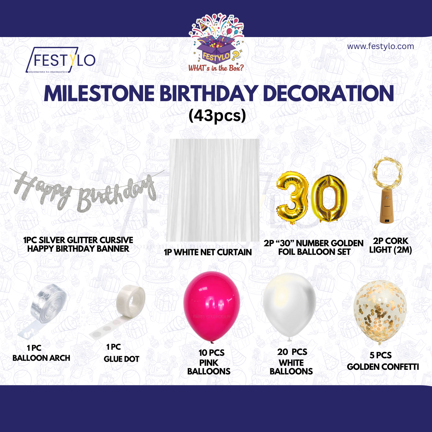 30th Birthday Milestone Decoration Kit