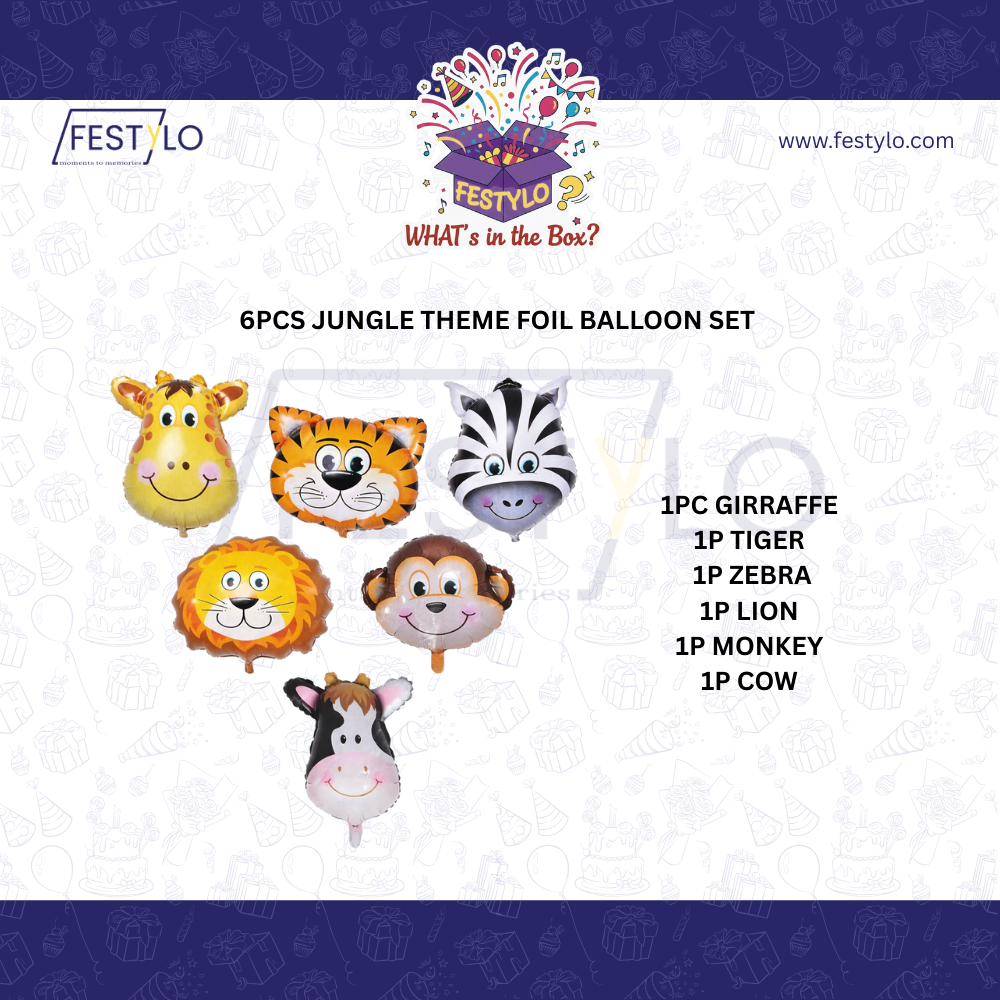 Jungle Theme 6 pcs Foil Balloon Set