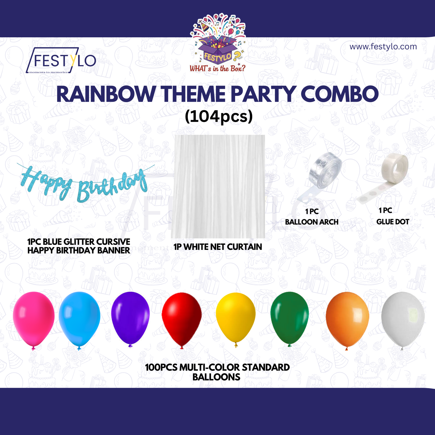 Rainbow Theme  Blue Banner Party Combo