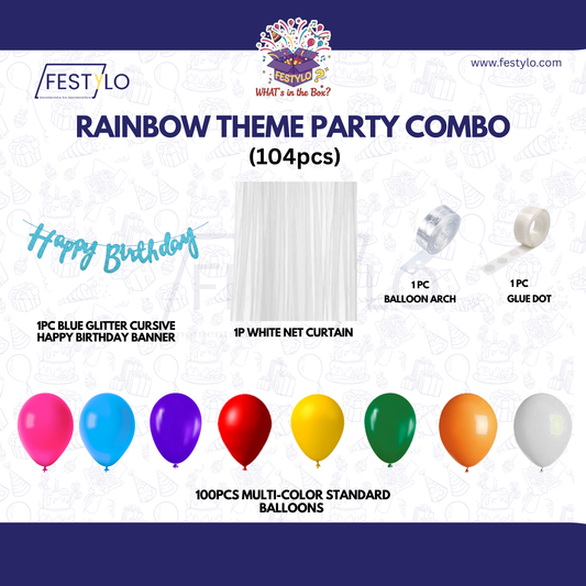Rainbow Theme  Blue Banner Party Combo