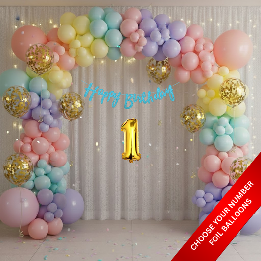 Pastel Theme Birthday Combo Kit with Blue banner