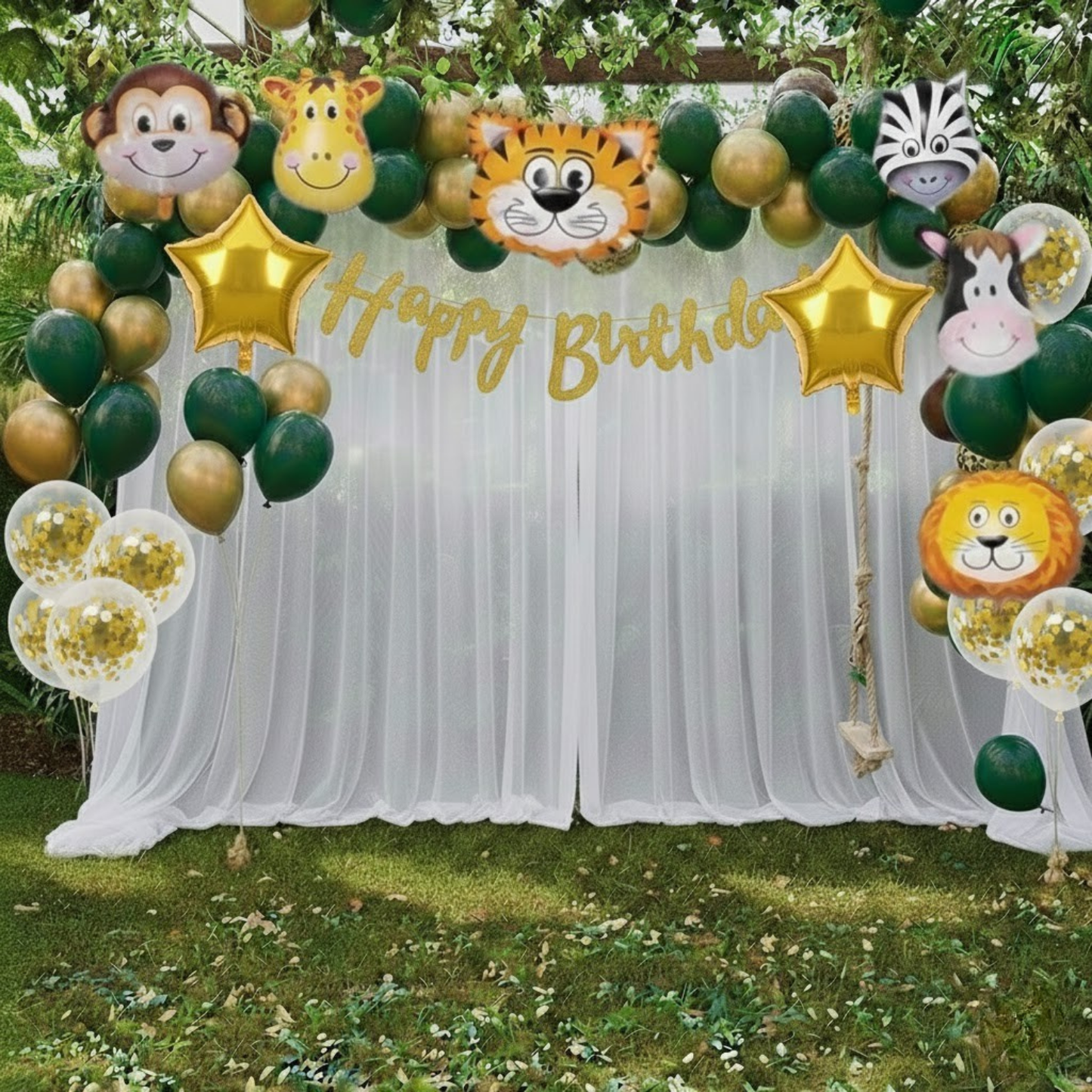 Jungle Birthday Decoration Combo (42 Pcs)